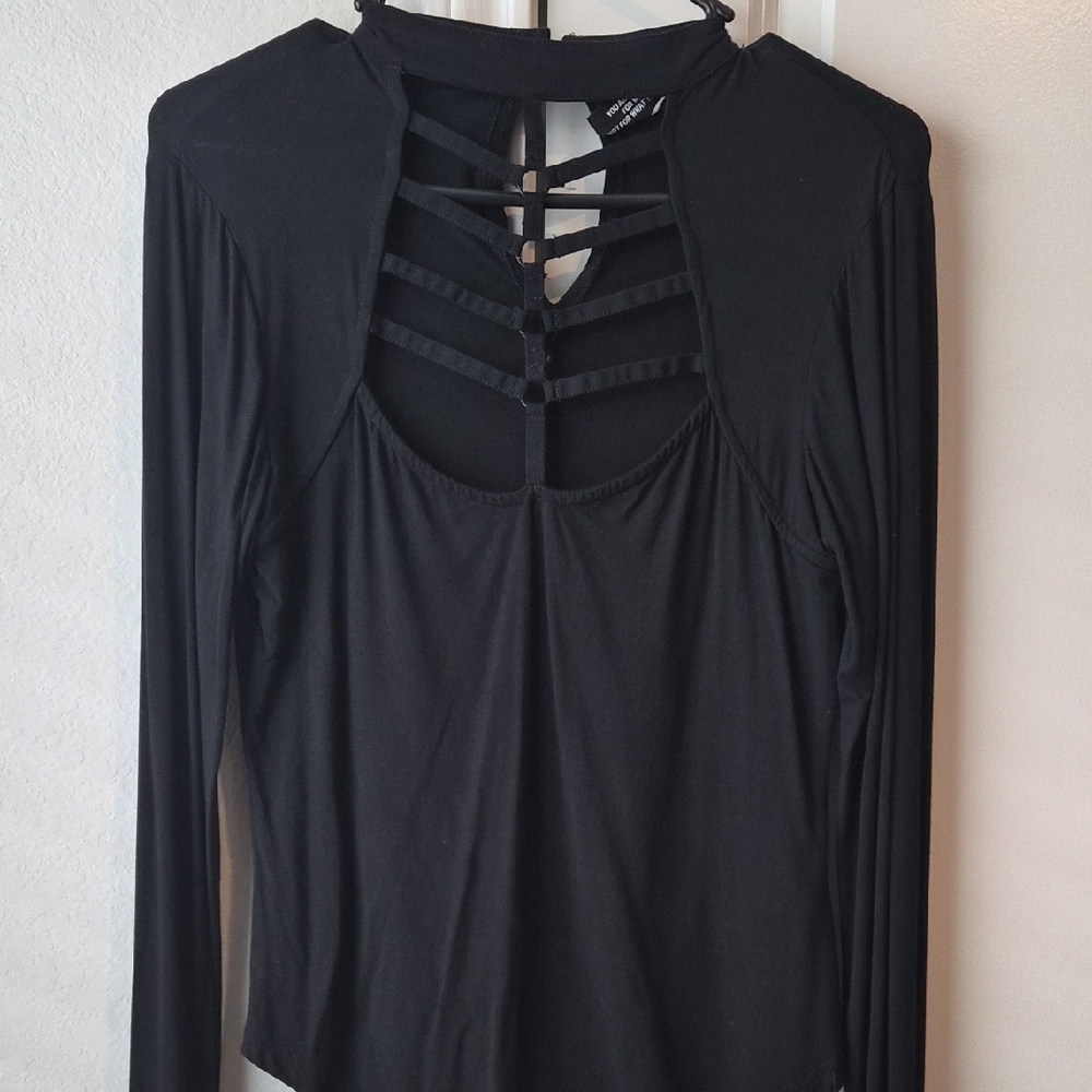 Killstar Black Strappy Long Sleeve Top